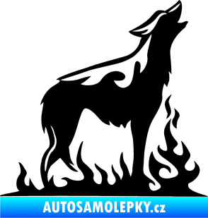 Samolepka Animal flames 066 pravá vyjící vlk černá