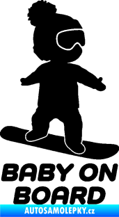 Samolepka Baby on board 009 pravá snowboard černá