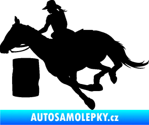 Samolepka Barrel racing 001 levá cowgirl rodeo černá
