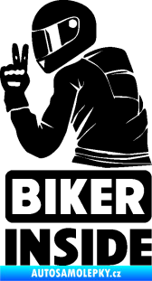 Samolepka Biker inside 003 levá motorkář černá