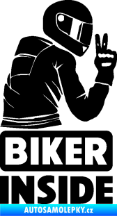 Samolepka Biker inside 003 pravá motorkář černá