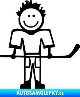 Samolepka Cartoon family kluk 002 pravá hokejista černá
