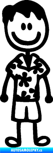 Samolepka Cartoon family táta Hawaii černá
