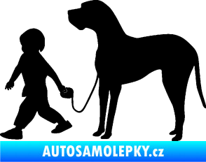 Samolepka Chlapec venčí psa levá černá