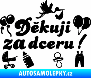 Samolepka Děkuji za dceru nápis dítě v autě černá