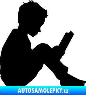 Samolepka Děti silueta 002 pravá chlapec s knížkou černá