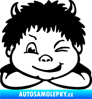 Samolepka Dítě v autě 055 levá kluk čertík černá