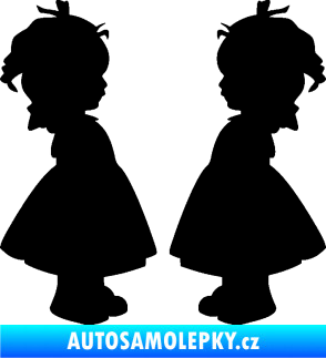 Samolepka Dítě v autě 072 dvě holčičky sourozenci černá