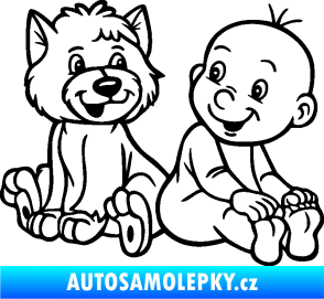 Samolepka Dítě v autě 087 pravá chlapeček s pejskem černá