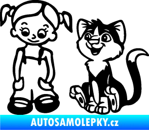 Samolepka Dítě v autě 098 levá holčička a kočka černá