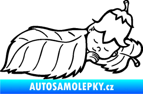 Samolepka Dítě v autě 107 pravá spinká na lístečku černá