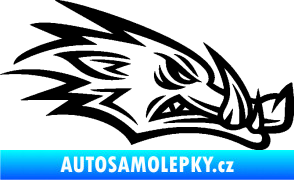 Samolepka Divoké prase 002 pravá kanec hlava černá