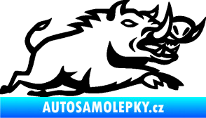 Samolepka Divoké prase 004 pravá černá