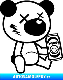 Samolepka Drunk bear 004 pravá medvěd s pivem černá
