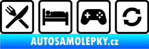 Samolepka Eat sleep game repeat hrát počítačové hry černá