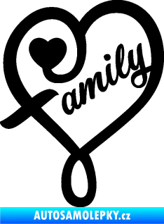 Samolepka Family 001 nápis se srdíčkem černá