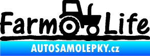 Samolepka Farm life nápis s traktorem černá