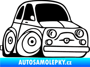 Samolepka Fiat 500 karikatura pravá černá