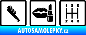 Samolepka Girl race car symboly brush, lipstick, shift černá