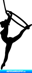 Samolepka Gymnastka 004 levá cvičení s kruhem černá