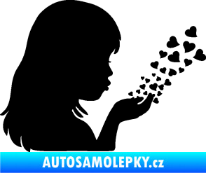 Samolepka Holčička se srdíčky pravá černá