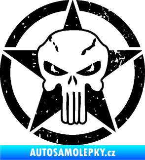 Samolepka Hvězda army 011 levá s lebkou černá