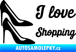 Samolepka I love shopping nápis  černá