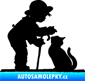 Samolepka Interiér 002 levá dítě s kočičkou černá