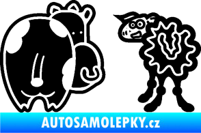 Samolepka JDM kravička a ovečka 002 levá černá