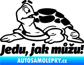 Samolepka Jedu, jak můžu! 001 levá nápis se želvou černá