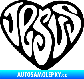 Samolepka Jesus nápis v srdíčku černá
