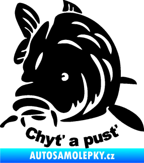 Samolepka Kapr 003 chyť a pusť černá
