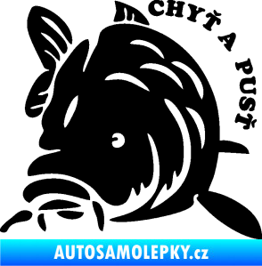Samolepka Kapr 004 chyť a pusť levá černá