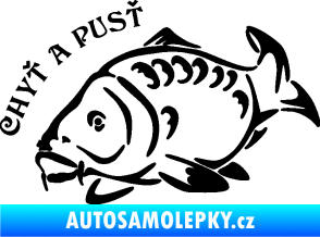 Samolepka Kapr 007 chyť a pusť černá