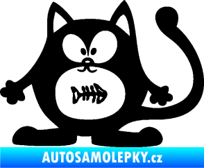 Samolepka Kočka 042 levá s rybou v bříšku černá