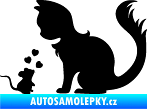 Samolepka Kočka s myší 002 levá černá