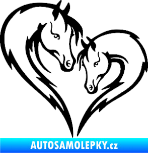 Samolepka Koníci 002 - levá srdíčko kůň s hříbátkem černá