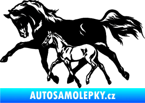 Samolepka Koníci 003 levá kobylka s hříbětem černá