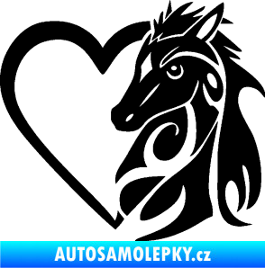 Samolepka Koník love 001 pravá hříbátko v srdíčku černá