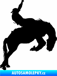 Samolepka Kovboj 001 pravá rodeo na koni černá