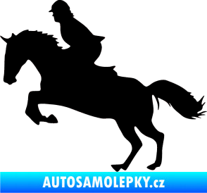 Samolepka Kůň 014 levá skok s jezdcem černá