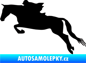 Samolepka Kůň 015 levá skok s jezdcem černá