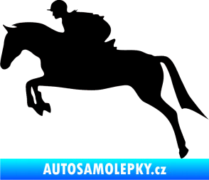 Samolepka Kůň 020 levá skok s jezdcem černá