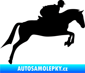 Samolepka Kůň 020 pravá skok s jezdcem černá