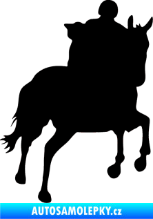 Samolepka Kůň 021 pravá s jezdcem černá
