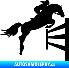 Samolepka Kůň 080 pravá skok přes překážku černá