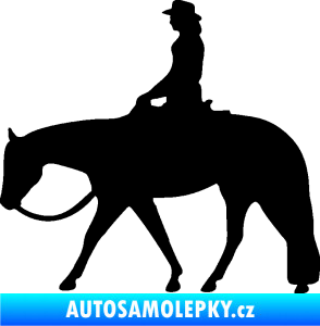 Samolepka Kůň 082 levá kovbojka na koni černá