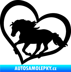 Samolepka Kůň 087  levá v srdíčku černá