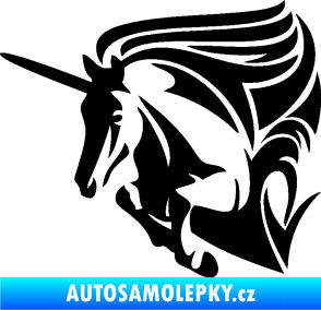 Samolepka Kůň jednorožec 001 levá černá