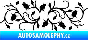 Samolepka Květina dekor 010 levá růžičky černá